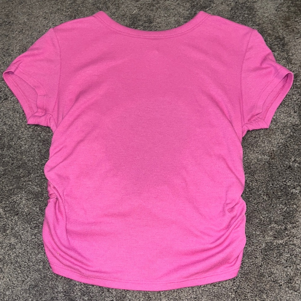 Pink Open Back Crop Shirt